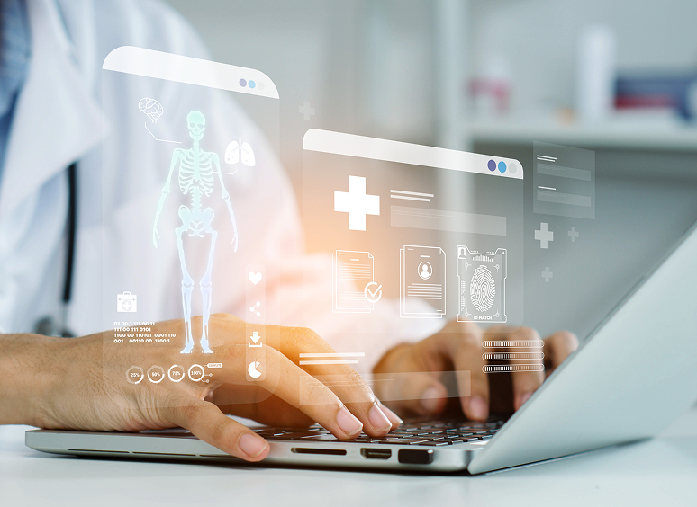 Medical technology on laptop screen